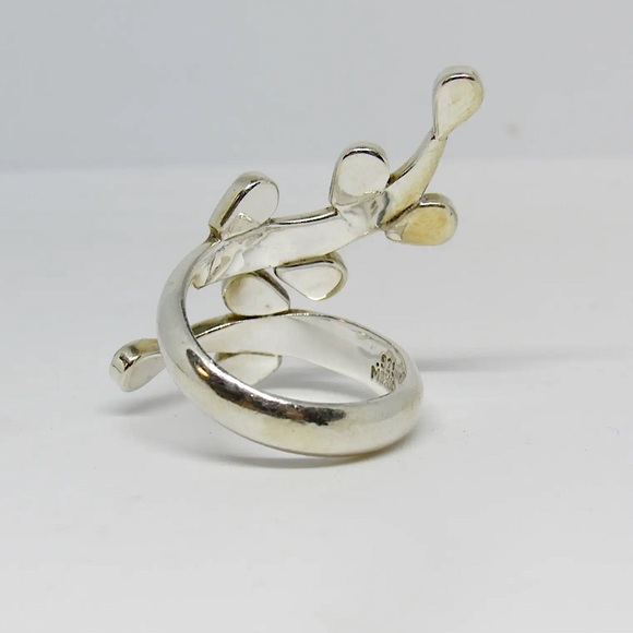 Dominique Dinouart Designs DDD Sterling Silver Turquoise Bypass Ring Sz 8.5 - Picture 4 of 6